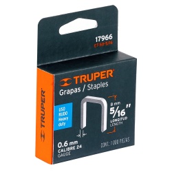 Grapas 5/16" x 10.6 x 0.6mm 1000 Unidades Truper 17966