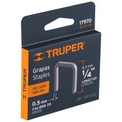 Grapas 1/4" x 11.2 x 0.5mm 1000 Unidades Truper 17970