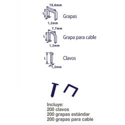 Engrapadora / Clavadora Tipo 3 en 1 de 6 a 14mm Calibre 18 Toolcraft TC0589