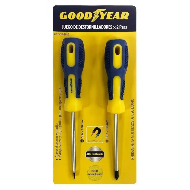 Juego de Desarmadores 2 Piezas Goodyear GY-SDK-8012