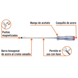 Desarmador Plano 3/8" x 10" Truper 100813