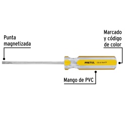 Desarmador Cabinet 3/16" x 4" Pretul 21467