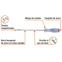 Desarmador Plano 5/16" x 8" Truper 14164