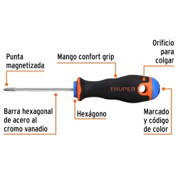 Desarmador Phillips PH 0 x 2 1/2" Truper 18547