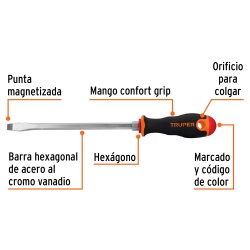 Desarmador Plano 3/8" x 8" Truper 100834
