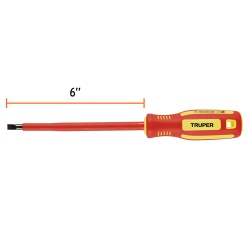 Desarmador Plano 1/4" x 6" Aislado Truper 102243