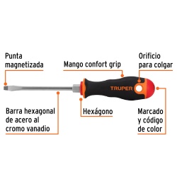 Desarmador Plano 3/16" x 4" Truper 13992