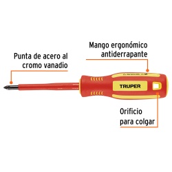Desarmador Phillips PH 1 x 3" Aislado Truper 102240