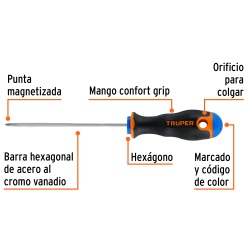 Desarmador Phillips PH 0 x 4" Truper 14055
