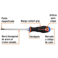 Desarmador Phillips PH 3 x 6" Truper 18548