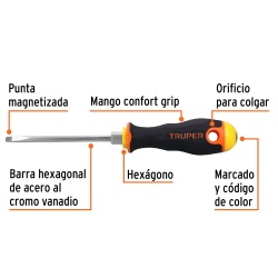 Desarmador Cabinet 3/16" x 4" Truper 14034