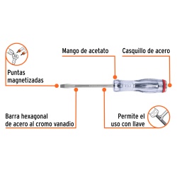 Desarmador Plano 1/4" x 4" Truper 14158
