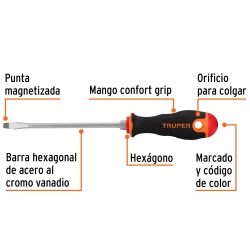 Desarmador Plano 1/4" x 6" Truper 14000