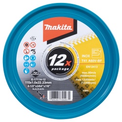 Discos de Corte 4 1/2" x 1mm x 7/8" para Acero Inoxidable 12 Und. Makita E-17114-12