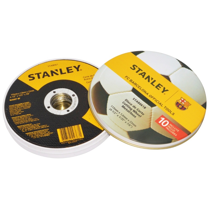Discos de Corte 4 1/2" x 1mm x 7/8" para Metal y Acero Inoxidable 10 Und. Stanley STA8061B