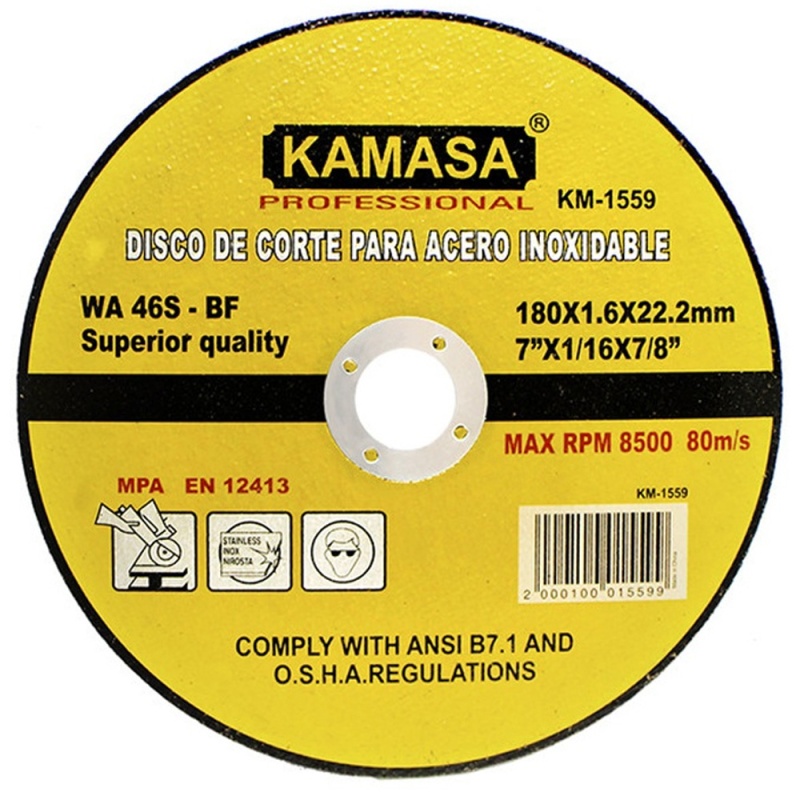 Disco de Corte 7" x 1.6mm x 7/8" para Acero Inoxidable Kamasa KM1559