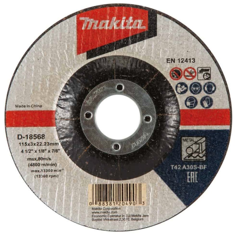 Disco de Corte 4 1/2" x 3mm x 7/8" para Metal Makita D-18568