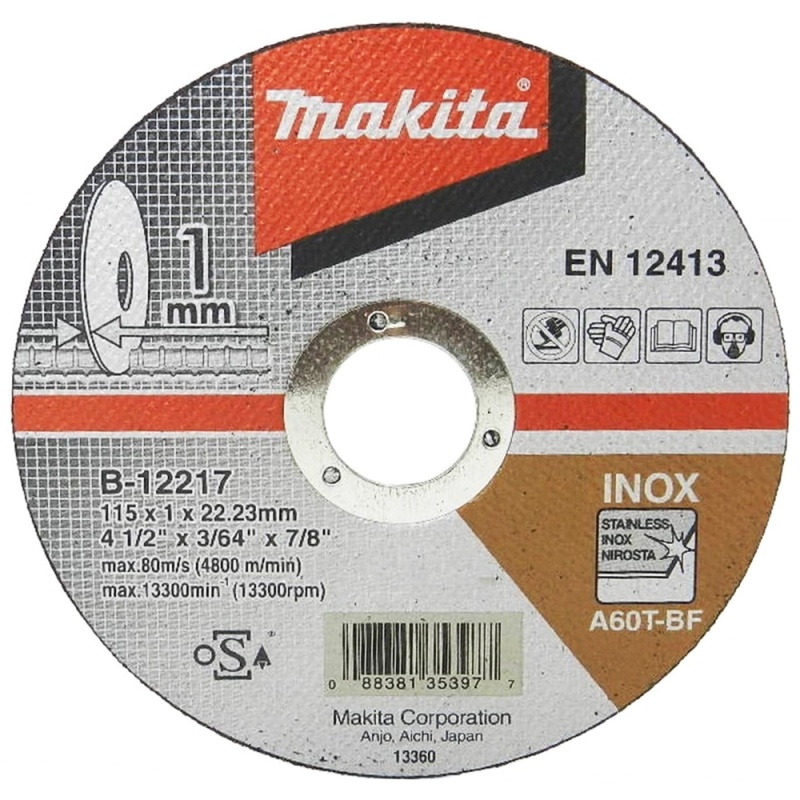 Disco de Corte 4 1/2" x 1mm x 7/8" para Acero Inoxidable Makita B-12217