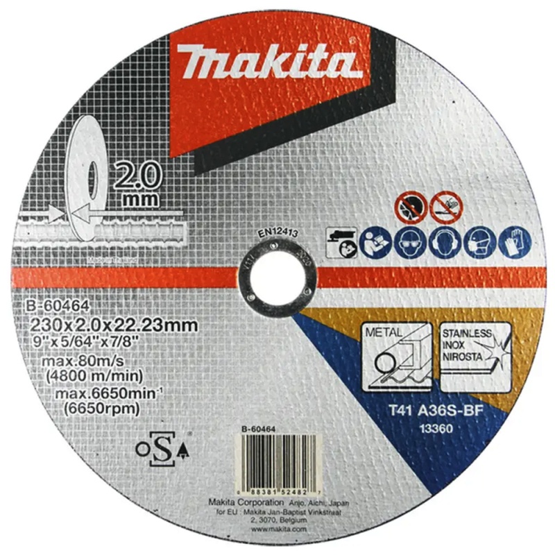 Disco de Corte 9" x 2mm x 7/8" para Metal y Acero Inoxidable Makita B-60464