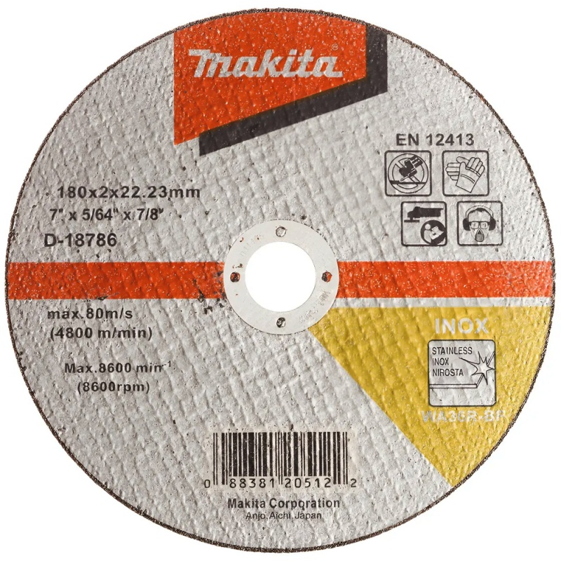 Disco de Corte 7" x 2mm x 7/8" para Acero Inoxidable Makita D-18786