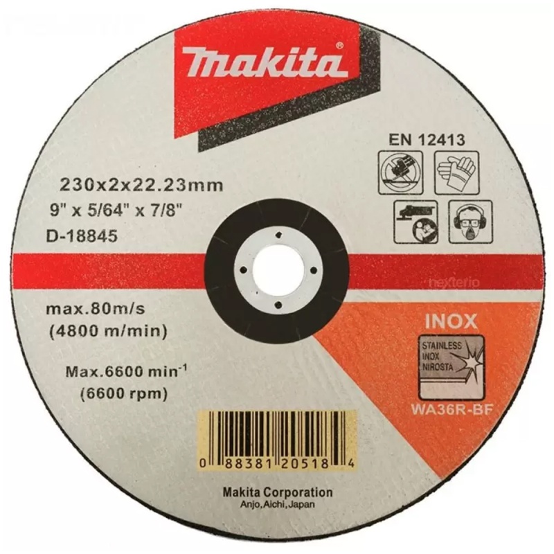 Disco de Corte 9" x 2mm x 7/8" para Acero Inoxidable Makita D-18845