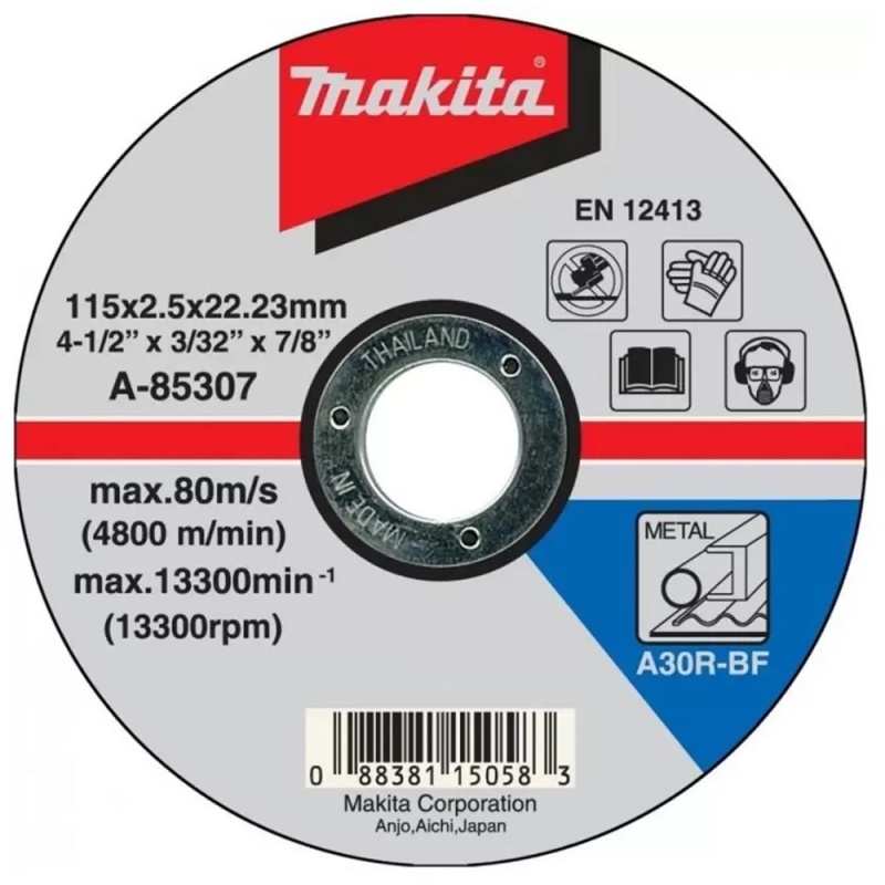 Disco de Corte 4 1/2" x 2.5mm x 7/8" para Metal Makita A-85307