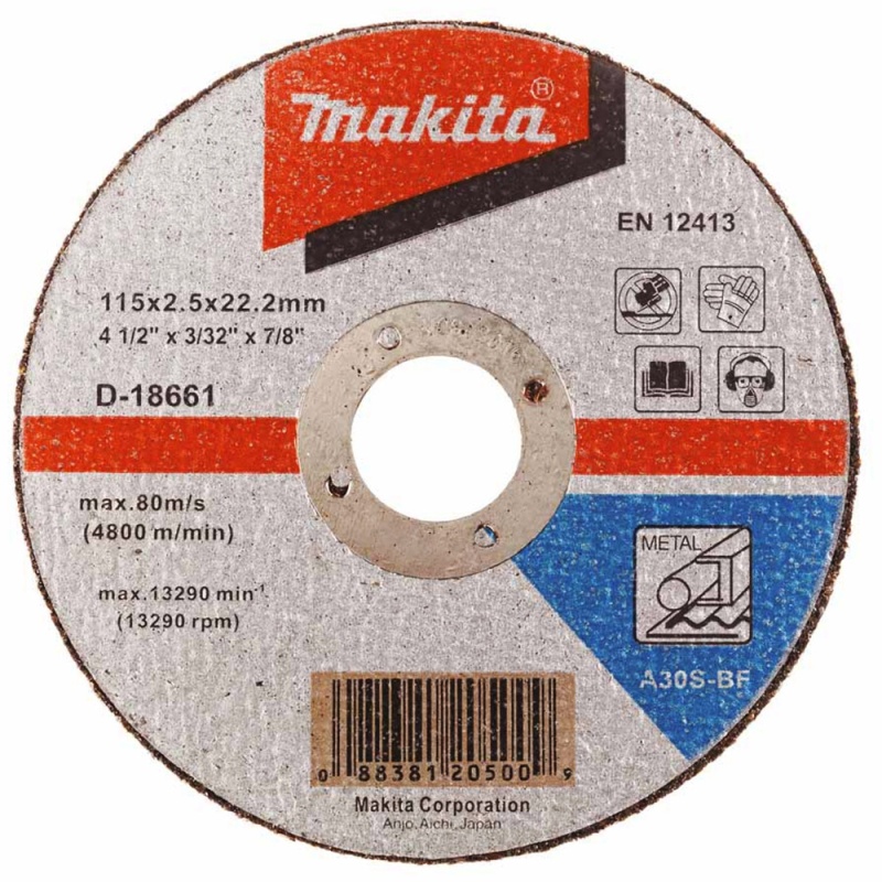 Disco de Corte 4 1/2" x 2.5mm x 7/8" para Metal Makita D-18661