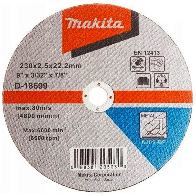 Disco de Corte 9" x 2.5mm x 7/8" para Metal Makita D-18699