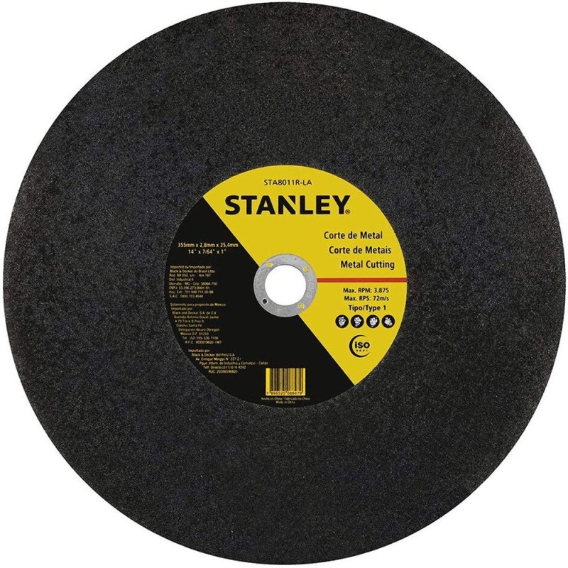 Discos de Corte 14" x 2.8mm x 1" para Metal 10 Und. Stanley STA8011R-LA