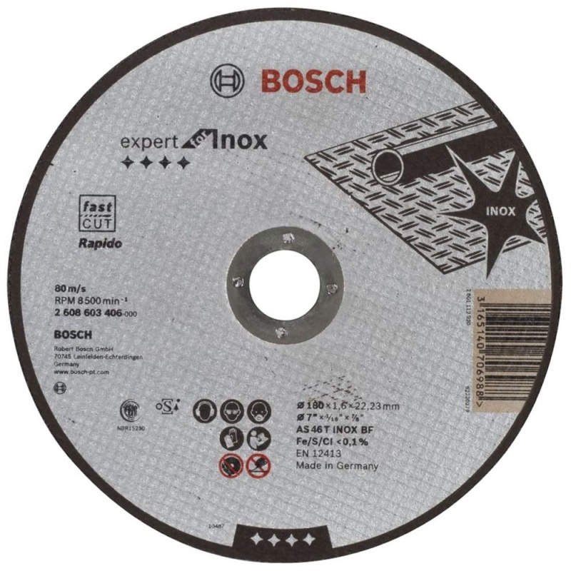 Disco de Corte 7" x 1.6mm x 7/8" para Acero Inoxidable Bosch 2608.603.406-000