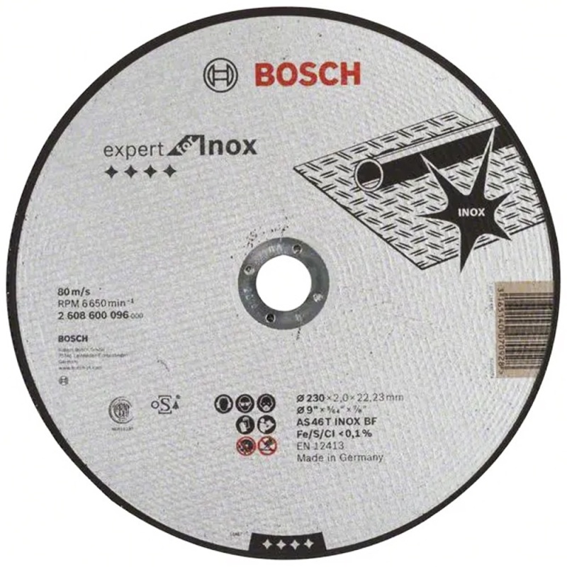 Disco de Corte 9" x 2mm x 7/8" para Acero Inoxidable Bosch 2608.600.096-000