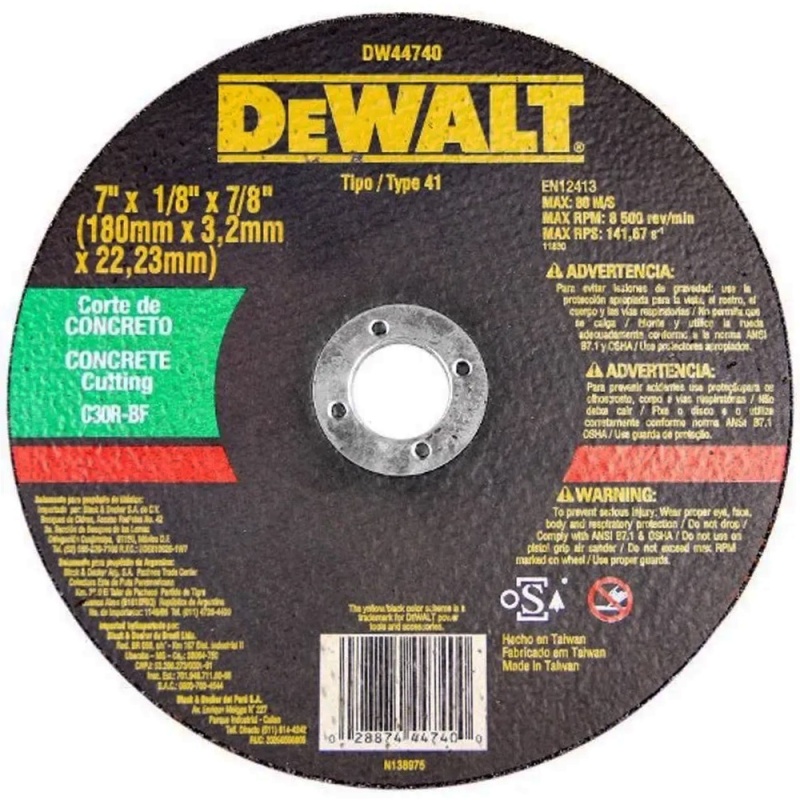 Disco de Corte 7" x 3.2mm x 7/8" para Concreto Dewalt DW44740
