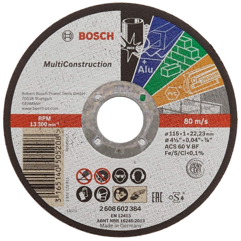 Disco de Corte 4 1/2" x 1mm x 7/8" Multimaterial Bosch 2608.602.384-000