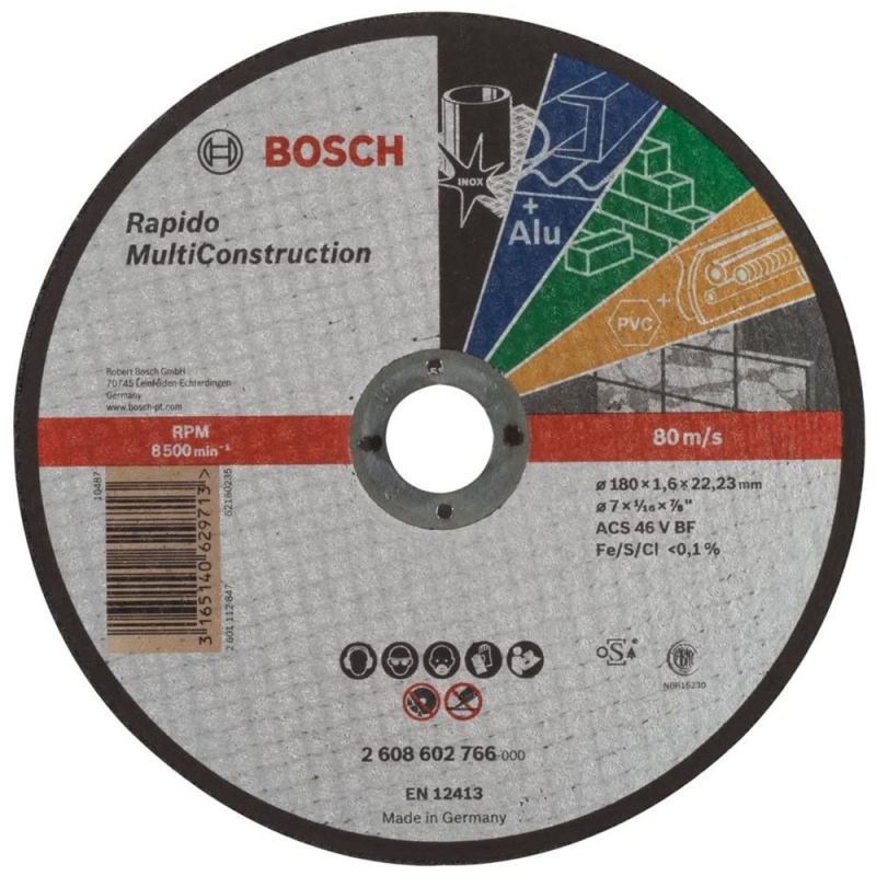 Disco de Corte 7" x 1.6mm x 7/8" Multimaterial Bosch 2608.602.766-000