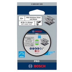 Discos de Corte 3" x 1 x 10mm para Metal y Acero Inoxidable 5 Und. Bosch 2608.601.520-000
