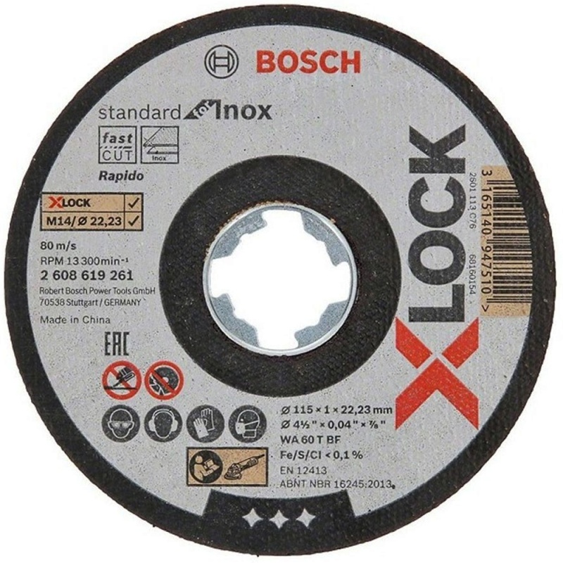 Disco de Corte 4 1/2" x 1mm X-Lock para Acero Inoxidable Bosch 2608.619.261-000
