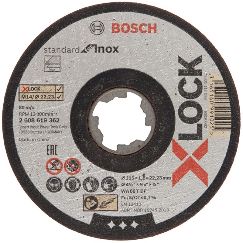Disco de Corte 4 1/2" x 1.6mm X-Lock para Acero Inoxidable Bosch 2608.619.362-000