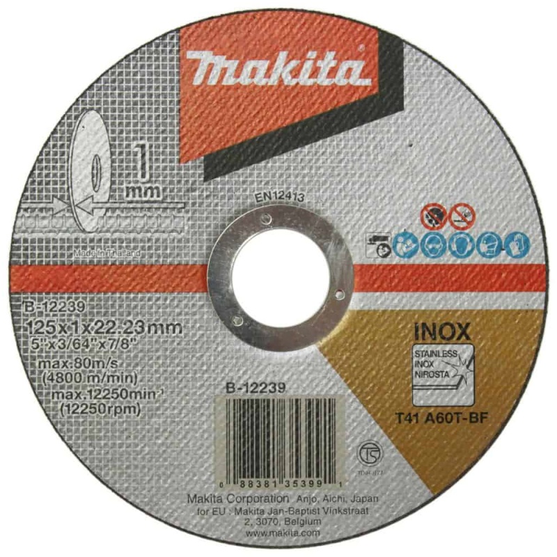 Disco de Corte 5" x 1mm x 7/8" para Acero Inoxidable Makita B-12239
