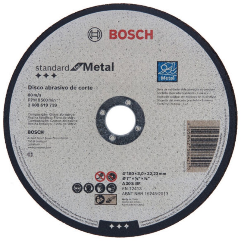 Disco de Corte 7" x 3mm x 7/8" para Metal Bosch 2608.619.739-000