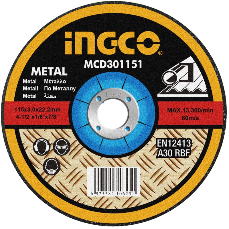Disco de Corte 4 1/2" x 3mm x 7/8" para Metal Ingco MCD301151