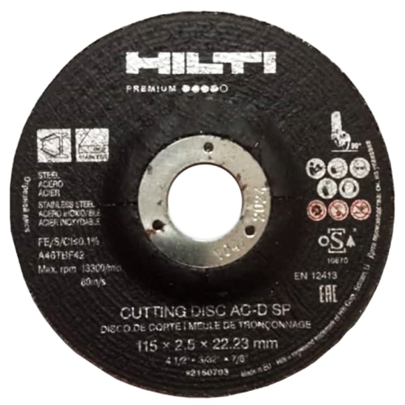 Disco de Corte 4 1/2" x 2.5mm x 7/8" para Metal y Acero Inoxidable Hilti 2150703