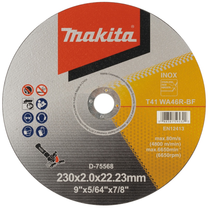 Disco de Corte 9" x 2mm x 7/8" para Acero Inoxidable Makita D-75568