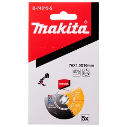 Discos de Corte 76 x 1 x 10mm para Acero Inoxidable 5 Und. Makita D-74815-5