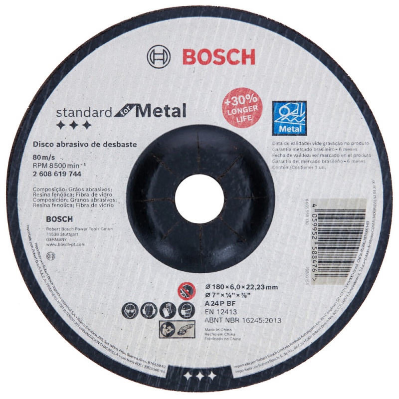 Disco de Desbaste 7" x 6mm x 7/8" para Metal Bosch 2608.619.744-000