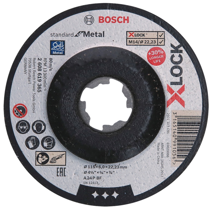 Disco de Desbaste 4 1/2" x 6mm X-Lock para Metal Bosch 2608.619.365-000