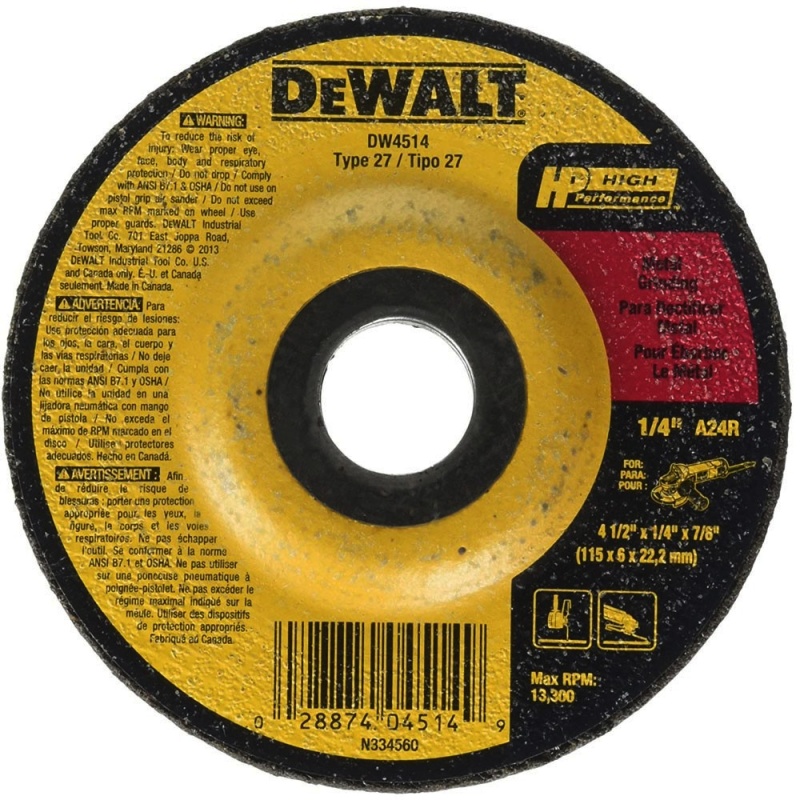 Disco de Desbaste 4 1/2" x 6mm x 7/8" para Metal Dewalt DW4514 Z