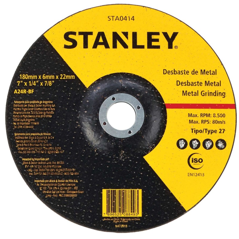 Disco de Desbaste 7" x 6mm x 7/8" para Metal Stanley STA0414