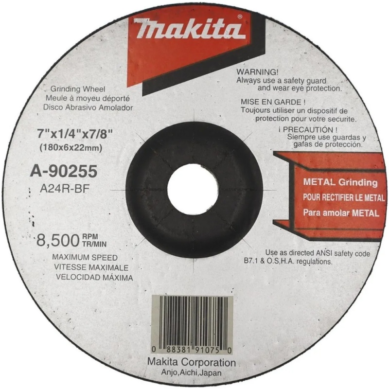 Disco de Desbaste 7" x 6mm x 7/8" para Metal Makita A-90255