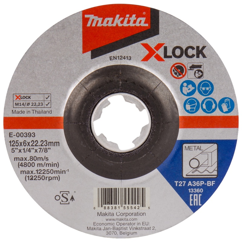 Disco de Desbaste 5" x 6mm X-Lock para Metal Makita E-00393