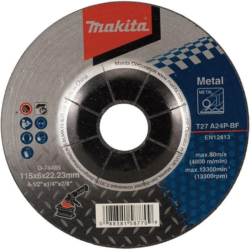 Disco de Desbaste 4 1/2" x 6mm x 7/8" para Metal Makita D-74485